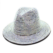 Load image into Gallery viewer, Top Headwear Fashion Bling Rhinestone Studded Wide Brim Womens Fedora Panama Hat