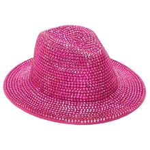 Load image into Gallery viewer, Top Headwear Fashion Bling Rhinestone Studded Wide Brim Womens Fedora Panama Hat