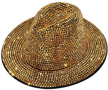 Load image into Gallery viewer, Top Headwear Fashion Bling Rhinestone Studded Wide Brim Womens Fedora Panama Hat