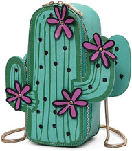 Load image into Gallery viewer, Cactus Shape PU Leather Mini Cross Body Bag Cute Purses Shoulder Chain Bag