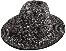 Load image into Gallery viewer, Top Headwear Fashion Bling Rhinestone Studded Wide Brim Womens Fedora Panama Hat