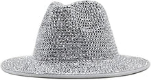 Load image into Gallery viewer, Top Headwear Fashion Bling Rhinestone Studded Wide Brim Womens Fedora Panama Hat