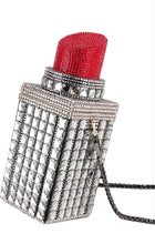 Load image into Gallery viewer, Women Lipstick Shape Inlaid Rhinestone Crystal Glitter Evening Bags Purses Clutch Sparkly Banquet Handbag
