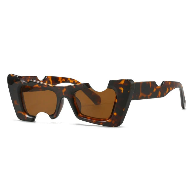 Small Cat Eye Off Sunglasses Men Women Retro Fashion Notch Hole Sun Glasses White Shades Luxury Brand Design Eyewear Accessories