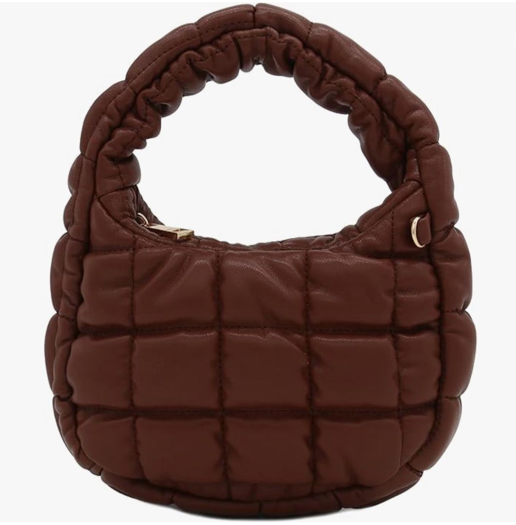 FashionPuzzle Soft PU Leather Lightweight Quilted Puffer Bag