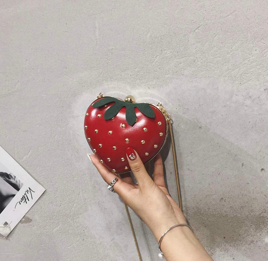 Strawberry Purse Strawberry Bag Leather Chain Purse Fruit Shoulder Bag Strawberry Accessories Kawaii Purse for Girls Lady Women