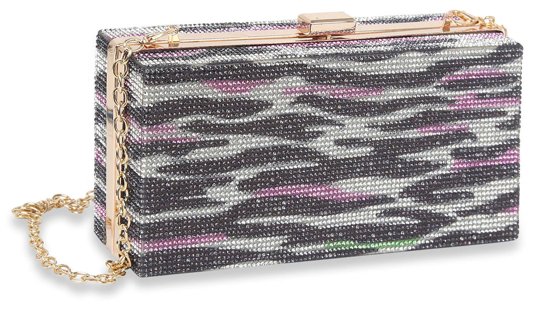 Rhinestone Zebra Print Evening Bag - Multi