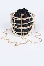 New Elegant Pearl Metal Bucket Design Women Luxury Party Tote Bag Evening Bag Chain Purse Female Fashion Handbags Shoulder Bag