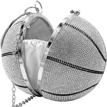 Load image into Gallery viewer, Star Basketball Clutch Women Basketball Shaped Cross Body Purse Rhinestone Round Ball Crystal Evening Bag Clutch Handbag for Wedding Party
