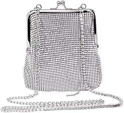Zlybola Beaded Sequin Evening Small Handbags Clutch Purses for Women Metal mesh Small Crossbody Bag Cell Phone Purse Wallet