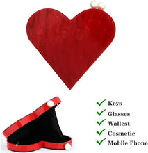 Load image into Gallery viewer, Love Jones Women Heart Shaped Handbag Acrylic Clutch Purse Chic Shoulder Bag
