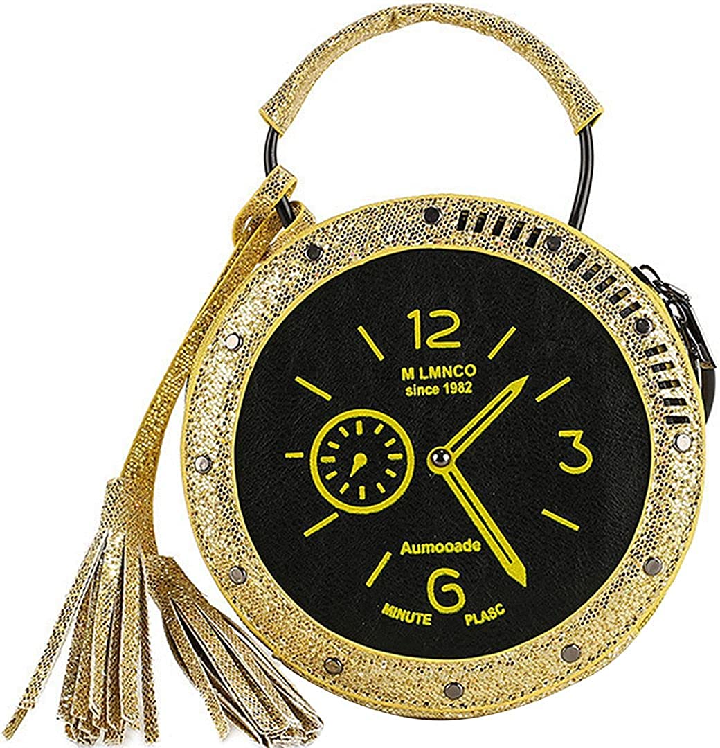 Clock Crossbody Shoulder Bag Chain Strap Handbags Women Synthetic PU leater Diamond Inlay Evening Clutch Purse