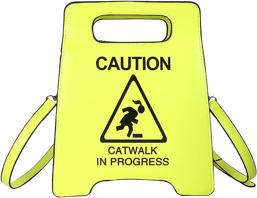 Caution Stop Sign Catwalk in Progress Funny Purse Messenger Bag Shoulder Crossbody Bag for Women Girls