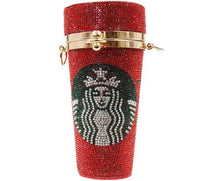 Load image into Gallery viewer, Starbucks Inspired full rhinestone purse handbag evening bag

