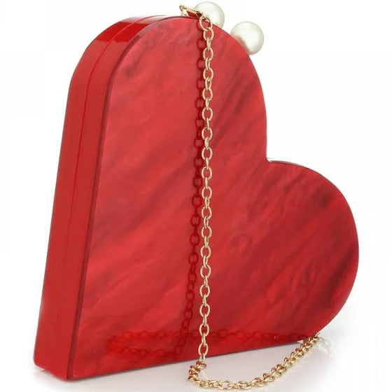 Love Jones Women Heart Shaped Handbag Acrylic Clutch Purse Chic Shoulder Bag