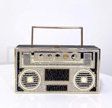 Load image into Gallery viewer, Played Out Radio Clutch Women Crystal Radio Evening Clutch Bag for Wedding Party Bridal Metal Handle Shiny Color Rhinestone
