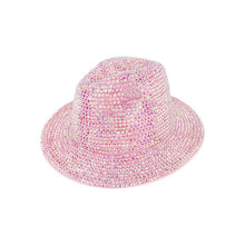 Load image into Gallery viewer, Top Headwear Fashion Bling Rhinestone Studded Wide Brim Womens Fedora Panama Hat
