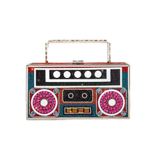 Load image into Gallery viewer, Played Out Radio Clutch Women Crystal Radio Evening Clutch Bag for Wedding Party Bridal Metal Handle Shiny Color Rhinestone
