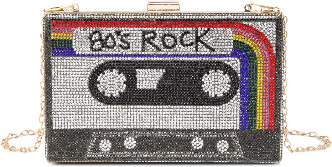 80’s Rock Mix Tape Bling Clutch Crossbody