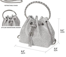 Load image into Gallery viewer, Torrie Tassel Luxury Bling Hand Bags Ladies Elegant Shiny Drawstring Bucket Bag
