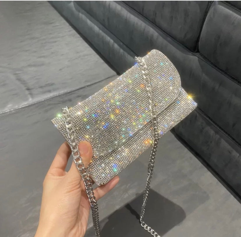Dora Sparkle Rhinestone evening clutch bag