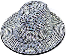 Load image into Gallery viewer, Top Headwear Fashion Bling Rhinestone Studded Wide Brim Womens Fedora Panama Hat
